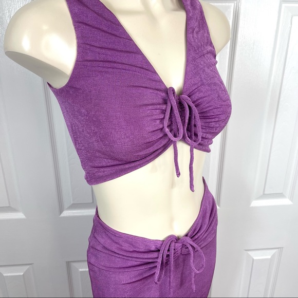 WHITE FOX BOUTIQUE So Romantic Drawstring Set PURPLE 2 piece stretchy M … - Picture 6 of 12